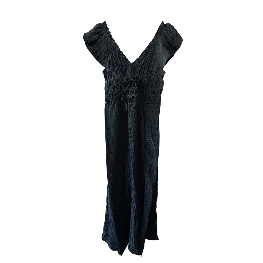 J. Crew Black Palermo Viscose Blend Crinkle Dress - Picture 3 of 13